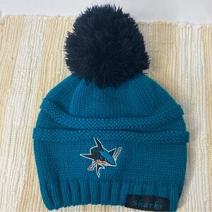 SAN JOSE SHARKS KNIT CAP BEANIE POM OTH OLD TIME HOCKEY NHL ONE SIZE FITS MOST